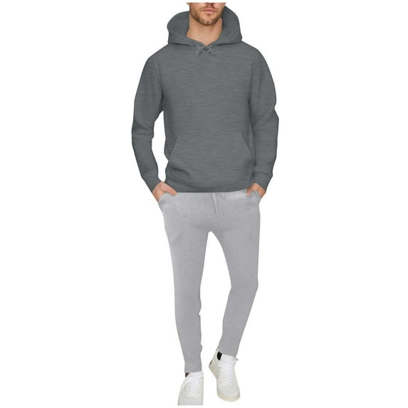 Atogsazn Mens Jogger Sweatsuit Oversized Pullover Hoodies Sweatpant Tracksuit Outfit Fall Set with Drawstring 05-Dark Gray S Fashion