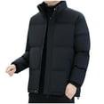 thumbnail image 1 of Atogsazn Mens Puffer Jacket Casual Zip Up Long Sleeve Jackets Windproof Full Zipper Outerwear Fall Winter Coat Black XL Fashion, 1 of 9