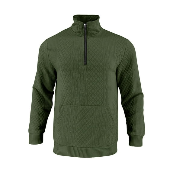 Atogsazn Mens Quarter Zip Sweatshirt Casual Pullover Long Sleeve Sweater Loose Fall Clothing Tops Outfit Army Green M Fashion