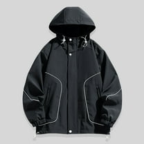 Atogsazn Mens Rain Jacket Casual Windbreaker Long Sleeve Raincoat Waterproof Lightweight Hooded Coat with Pocket 04-Black XXXXL