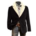 thumbnail image 1 of Atogsazn Mens Sherpa Lined Blazer Casual Fleece Long Sleeve Jacket Thick Warm Winter Coat Work Business Tops Black XXL Fashion, 1 of 5