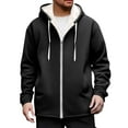 thumbnail image 1 of Atogsazn Mens Sherpa Lined Hoodie Casual Fleece Zip Up Long Sleeve Hooded Sweatshirt Winter Tops with Pocket Outerwear Black M Fashion, 1 of 8