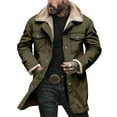 thumbnail image 1 of Atogsazn Mens Sherpa Lined Trench Coat Casual Fleece Ling Sleeve Button Jacket Winter Thick Warm Tops Army Green XL Fashion, 1 of 8
