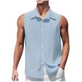 thumbnail image 1 of Atogsazn Mens Sleeveless Summer Shirts Casual Beach Tank Tops Button Up Textured Tank Shirt for Vacation 03-Light Blue XXL, 1 of 6