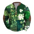 thumbnail image 1 of Atogsazn Mens St. Patrick's Day Sweatshirt 1/4 Zip Long Sleeve Pullover Sweatshirts Athletic Shirt Tops for Men Army Green XL Fashion, 1 of 5