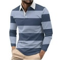 thumbnail image 1 of Atogsazn Mens Striped Shirt Casual Button Down Long Sleeve Pullover T-shirt Workout Tops Clothing Sweatshirt Navy XXXL Fashion, 1 of 5