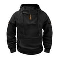 thumbnail image 1 of Atogsazn Mens Tactical Hoodie Casual 1/4 Zipper Long Sleeve Hooded Sweatshirt Pullover Fall Winter Clothes Trendy Black XL Fashion, 1 of 7