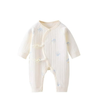 Atogsazn Newborn Baby Boy Girl Cotton Romper Infant Cute Print Long Sleeve Jumpsuits Fall Pajamas Clothes White C 0-3 Months on Clearance