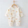 thumbnail image 1 of Atogsazn Newborn Baby Boy Girl Cotton Romper Infant Cute Print Long Sleeve Jumpsuits Fall Pajamas Clothes White K 3-6 Months on Clearance, 1 of 3