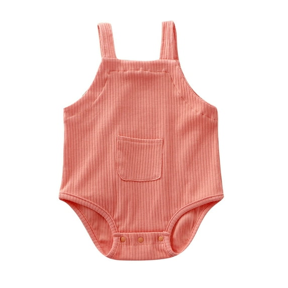 Atogsazn Newborn Baby Boy Girl Fall Clothes Toddler Sleeveless Romper Comfort Cotton Loose Jumpsuits with Pocket B-Orange 6-9 Months