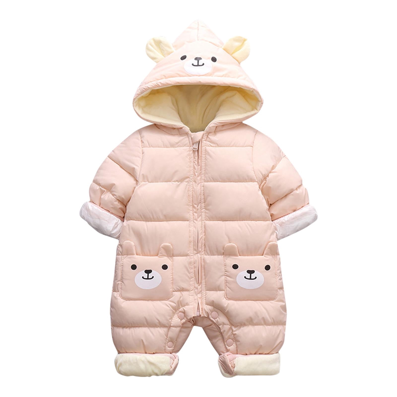 Newborn Infant Jumpsuit Warm Flannel Rompers Printed Hooded Outerwear main image 1