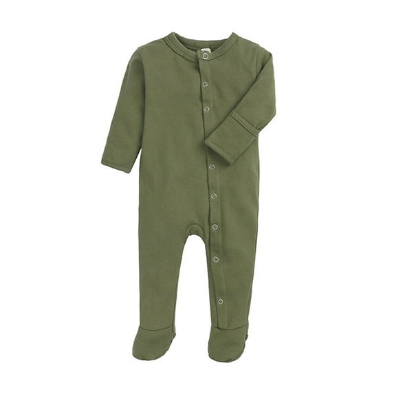 Atogsazn Newborn Baby Boys Jumpsuit Infant Long Sleeve Romper Bodysuit Fall Winter Warm Clothes Green 9-12 Months