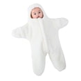 thumbnail image 1 of Atogsazn Newborn Boys Girls Fuzzy Jumpsuits Infant Baby Plush Zip Up Long Sleeve Hooded Romper Bodysuits Winter Warm Clothes A-White 6-12 Months on Clearance, 1 of 5