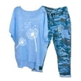 thumbnail image 1 of Atogsazn Outfits for Women 2 Piece Sets Cotton Linen Half Sleeve Blouse and Loose Camouflage Pants Tracksuit Lounge Sets Blue XXXXL on Clearance, 1 of 6