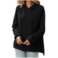 thumbnail image 1 of Atogsazn Oversized Hoodies for Women Casual Long Sleeve Knit Drawstring Side Slit Sweatshirt Pullover Tops Outfit Black XXL, 1 of 5