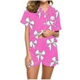 thumbnail image 1 of Atogsazn Pajamas Sets for Women Silk Satin Preppy Pjs and Shorts Printed 2 Piece Button Pajama Shirts Sets 06-Multicolor XXL, 1 of 7