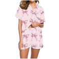 thumbnail image 1 of Atogsazn Pajamas Sets for Women Silk Satin Preppy Pjs and Shorts Printed 2 Piece Button Pajama Shirts Sets 08-Multicolor S, 1 of 6