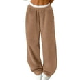 thumbnail image 1 of Atogsazn Pants for Women Fuzzy Sherpa Elastic Waist Pants Fleece Winter Warm Trousers Clothing 01-Khaki S Fashion, 1 of 7
