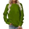 thumbnail image 1 of Atogsazn Shirts for Women Long Sleeve Pullover Tops Loose Sweatshirt Casual Round Neck Blouse Army Green B L, 1 of 5