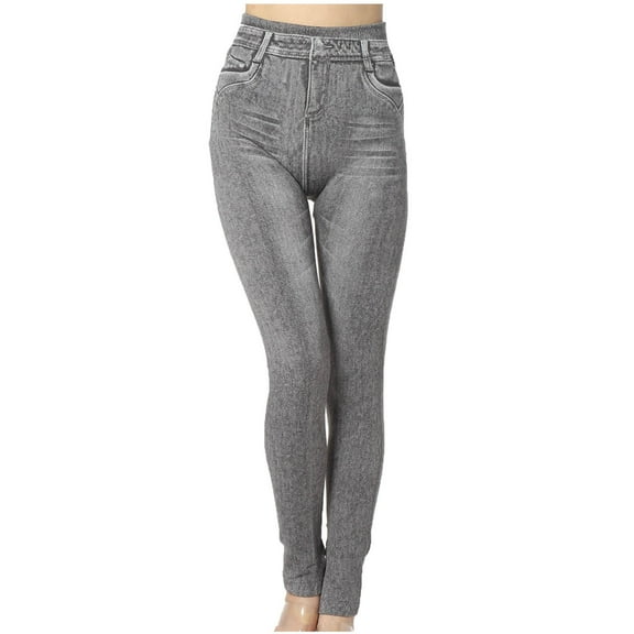 Atogsazn Skinny Jeans for Women Casual Button High Waisted Stretchy Slimming Leggings Denim Pants Fashion Trousers D-Gray S