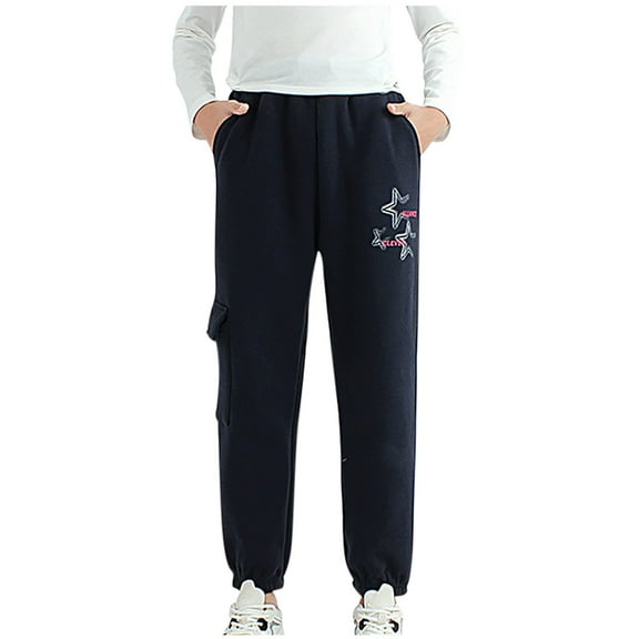 Atogsazn Spring Sweatpants for Girls Children's Jogger Elastic Waist Pants Casual Loose Clothes Navy 13-14 Years