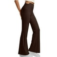 thumbnail image 1 of Atogsazn Stretchy Flare Leg for Women Casual Yoga High Waisted Biker Pant Trousers Fashion Clothes 02-Brown S, 1 of 6