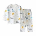 thumbnail image 1 of Atogsazn Summer Baby Girl Boy Pajamas Set Clearance Kids Casual Long Sleeve Loungewear Thin Air-conditioned Clothes Home Clothing Two Piece Set 4-5 Years Gray, 1 of 5