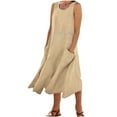 thumbnail image 1 of Atogsazn Summer Dresses for Women Plus Size Sleeveless Loose Maxi Dresses Cotton Linen Flowy Casual Dresses with Pockets Khaki S on Clearance, 1 of 6