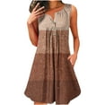 thumbnail image 1 of Atogsazn Summer Dresses for Women Sleeveless Round Neck Printed Button T-Shirt Dress Casual Loose Beach Sundress Brown XXL on Clearance, 1 of 4
