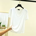 thumbnail image 1 of Atogsazn Summer Pajama Tops for Women Plain Casual Fashion V-Neck Short Sleeve Sleepwear Tops Oversized Tshirts for Women White XXL on Clearance, 1 of 4