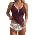 thumbnail image 1 of Atogsazn Summer Tankini Swimsuit for Women Tummy Control 2 Piece Bathing Suit V Neck Top Shorts Swimwear Outfit Wine XL Fashion, 1 of 8