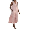thumbnail image 1 of Atogsazn Sundresses for Women Casual Loose Solid Solor Button Pocket Sleeveless V-Neck Long Dress Plus Size Summer Dresses Pink XL on Clearance, 1 of 5