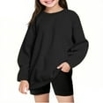 thumbnail image 1 of Atogsazn Sweatshirt for Girls Kids Unisex Casual Fleece Pullover Long Sleeve Sweater Fall Crew Neck Loose Top Clothes Black 11-12 Years Fashion, 1 of 6