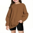 thumbnail image 1 of Atogsazn Sweatshirt for Girls Kids Unisex Casual Fleece Pullover Long Sleeve Sweater Fall Crew Neck Loose Top Clothes Brown 5-6 Years Fashion, 1 of 6