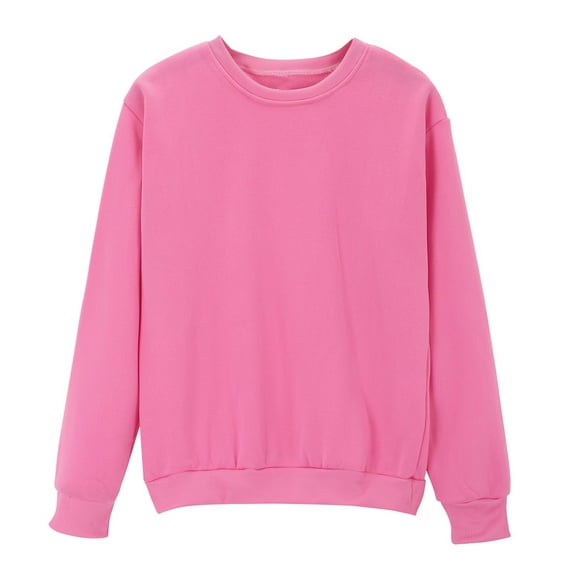 Atogsazn Sweatshirt for Women Casual Fleece Crewneck Pullover Sweatshirts Fall Clothing Sweater Tops Basic Outfit 01-Pink M Fashion