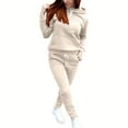thumbnail image 1 of Atogsazn Sweatsuits for Women Solid Hooded Long Sleeve Sweatshirt Tops and Jogger Pants Sweatpants 2 Piece Tracksuit Sets Khaki XXL, 1 of 1