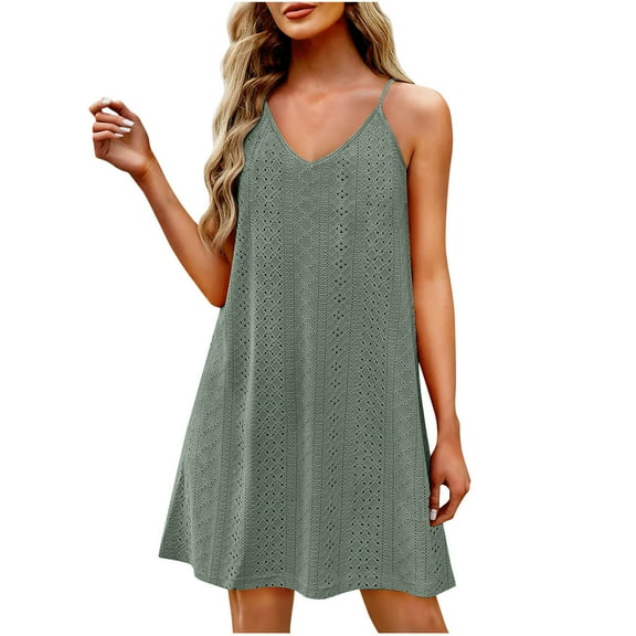 Atogsazn Swimsuit Cover Up for Women Crochet Hollow Out Summer V Neck Dresses Clothes 2025 Green XL