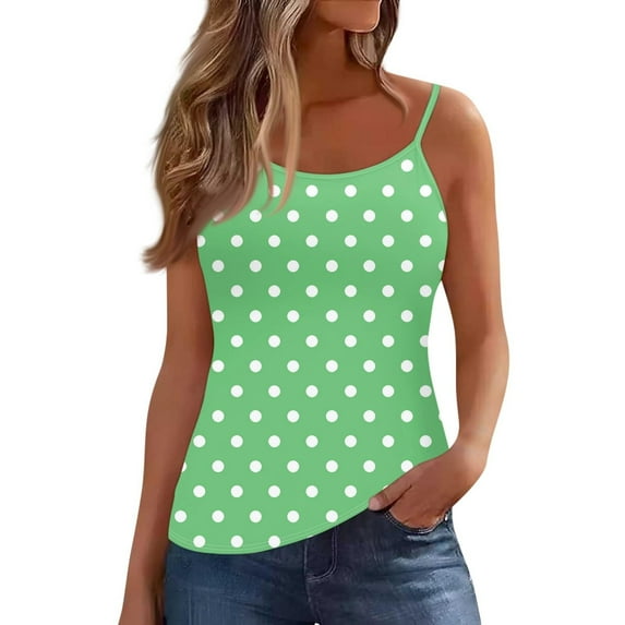 Atogsazn Tank Top for Women Loose Summer Spaghetti Straps Cami Top Basic Neck Adjustable Cute Sleeveless Shirts 02-Green XL