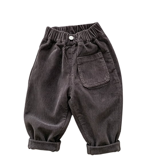 Atogsazn Toddle Baby Boys Corduroy Cargo Sweatpants Newborn Jogger Elastic Waist Pants Fall Winter Trousers with Pocket Black 5-6 Years Fashion