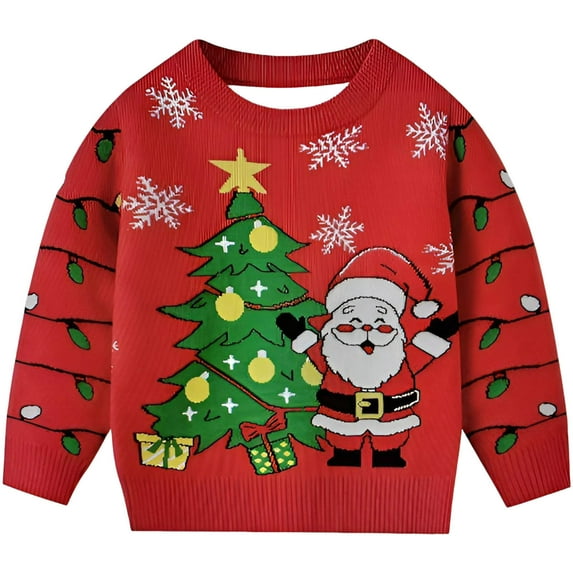 Atogsazn Toddler Baby Boy Christmas Sweater Kids Long Sleeve Pullover Sweatshirts Fall Winter Clothing Tops Outerwear 06-Red 3-4 Years Fashion