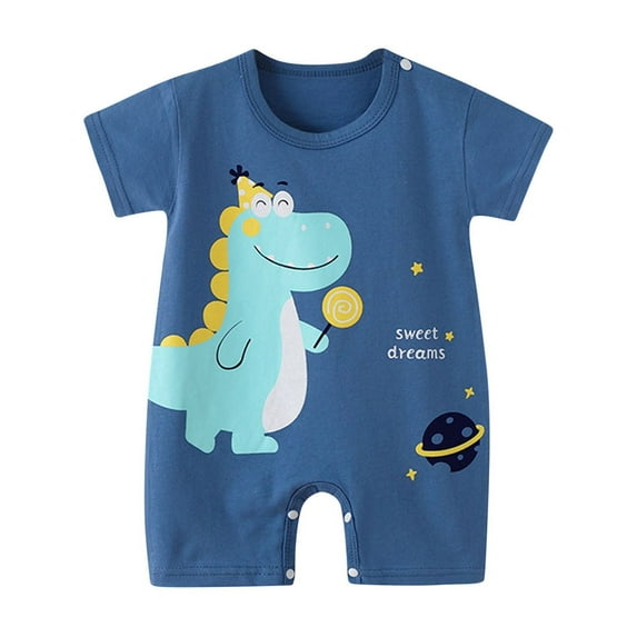 Atogsazn Toddler Baby Boy Clothes Infant Summer Short Sleeve Cotton Jumpsuit Romper Outfit Outerwear 05-Blue 18-24 Months