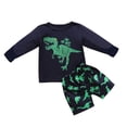 thumbnail image 1 of Atogsazn Toddler Baby Boy Girl Casual Clothes Set Dinosaur Print Long Sleeve Sweatshirt and Shorts 2 Piece Set Outfit 7-8 Years Navy on Clearance, 1 of 3