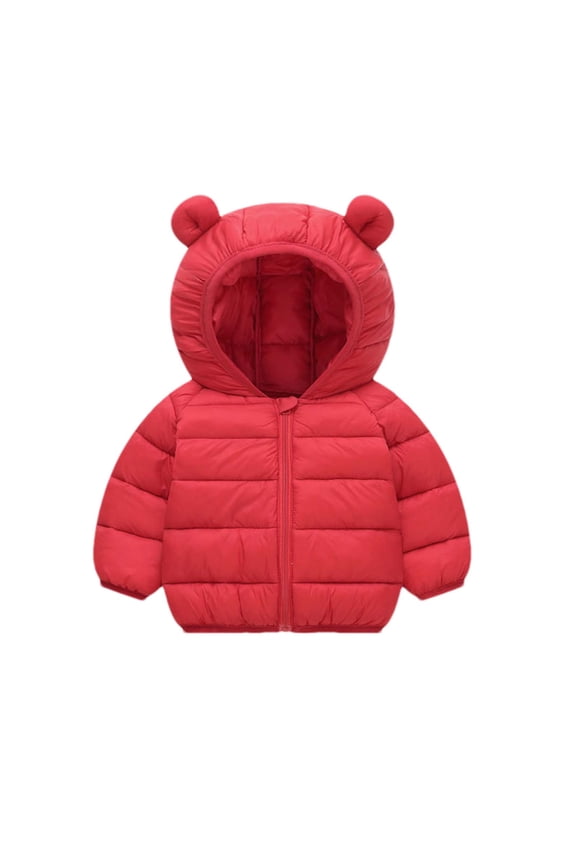 Toddler Baby Boy Puff Jacket Kids Casual Zip Up Long Sleeve Hoodie Winter Clothing Outerwear Tops 01-Red 1-2 Year Fashion