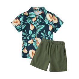 Cute Boys' 3-Piece Hawaiian Short Sets - Floral Leaf Print Summer Outfit With Shirt, Vest & Shorts