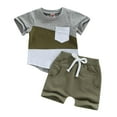 thumbnail image 1 of Atogsazn Toddler Baby Boy Summer Outfit Short Sleeve T Shirt Top Casual Shorts Set Infant Newborn Clothes 01-Army Green 1-1.5 Years, 1 of 4