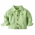 thumbnail image 1 of Atogsazn Toddler Baby Boys Denim Jackets Kids Button Down Shirts with Pockets Jeans Outfit Long Sleeve Clothes 03-Green 6-7 Years, 1 of 9