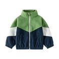 thumbnail image 1 of Atogsazn Toddler Baby Boys Fleece Jacket Boy's Colorblock Fuzzy Jackets Winter Zipper Tops Outfit Clothes Outerwear Navy 1-2 Years, 1 of 6