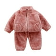 thumbnail image 1 of Atogsazn Toddler Baby Boys Girls Fleece 2 Piece Set Kids Fuzzy Zipper Long Sleeve Sweatshirt and Pants Outfits Winter Warm Clothes Pink 1-2 Years, 1 of 7