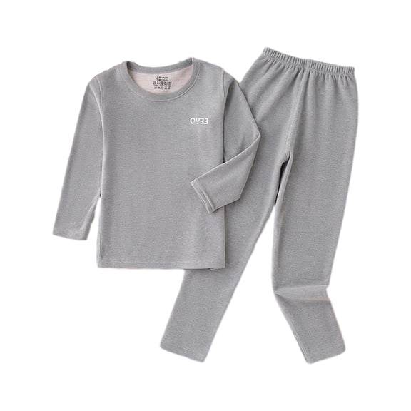 Atogsazn Toddler Baby Boys Girls Fleece Pajama Set Kids Warm Long Sleeve Top and Pants Set Children Winter Sleepwear Outfits Gray 4-5 Years