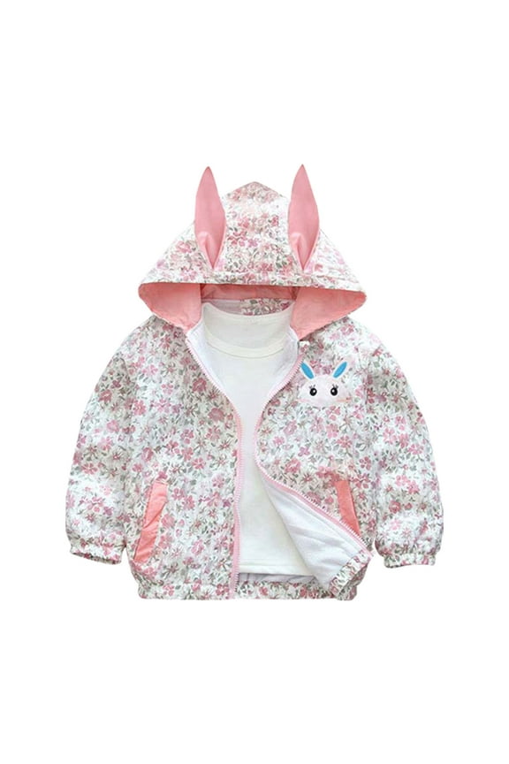 Toddler Baby Boys Girls Jacket Kids Cute Print Zip Up Windproof Coat Spring Fall Clothes Outerwear Fashion 05-Pink 18-24 Months